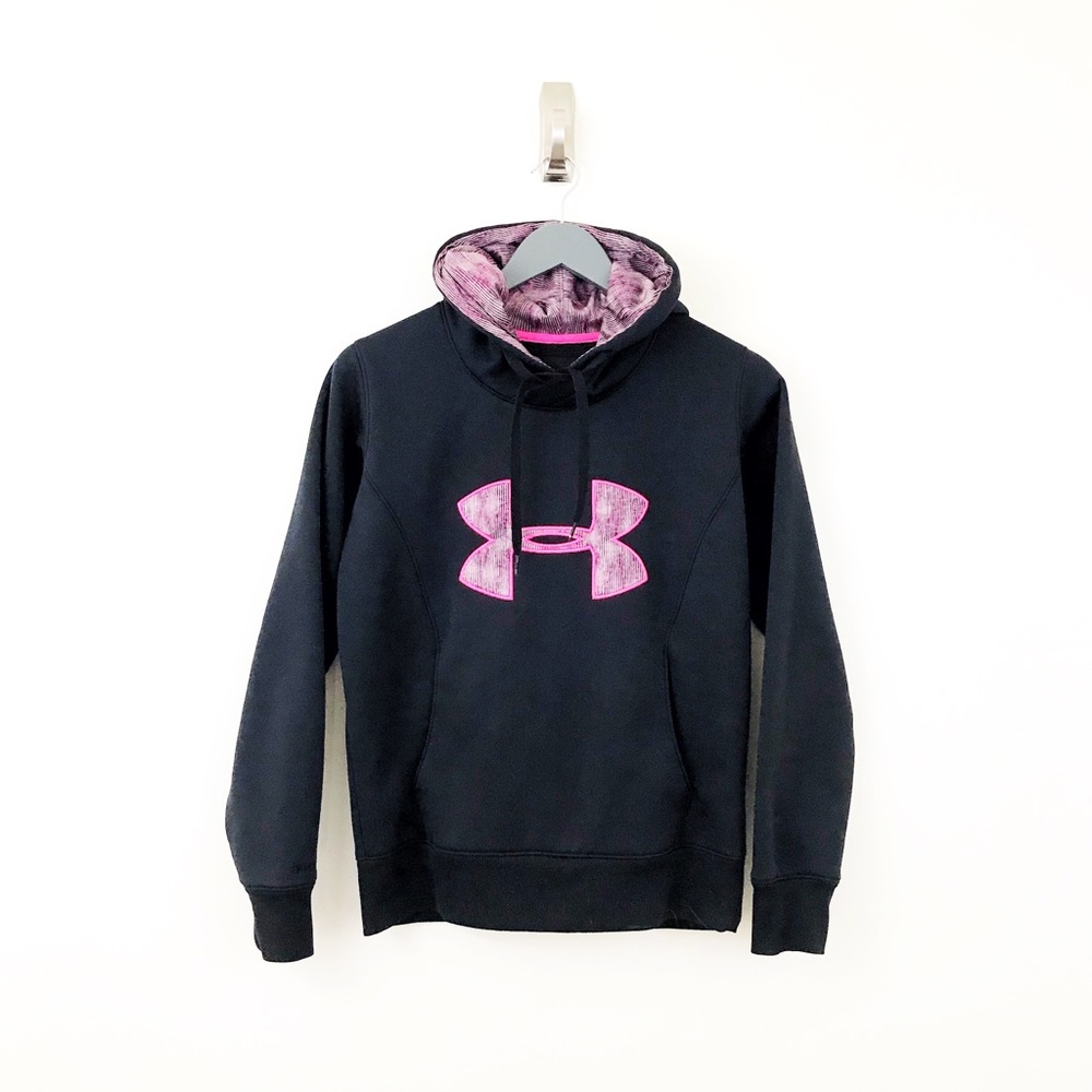 3/$20! UNDER ARMOUR Pink Black Logo Hoodie WOMEN